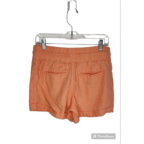 ATHLETA CABO Pull on Drawstring Linen 4" Shorts Cactus Peach Coral Size 4 - Picture 3 of 10